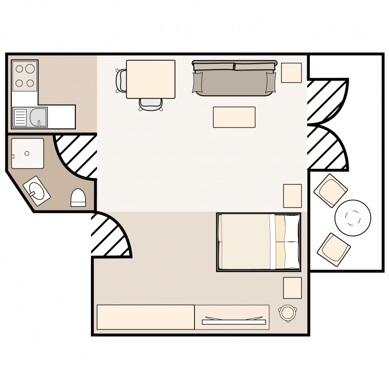 Double studio floor plan