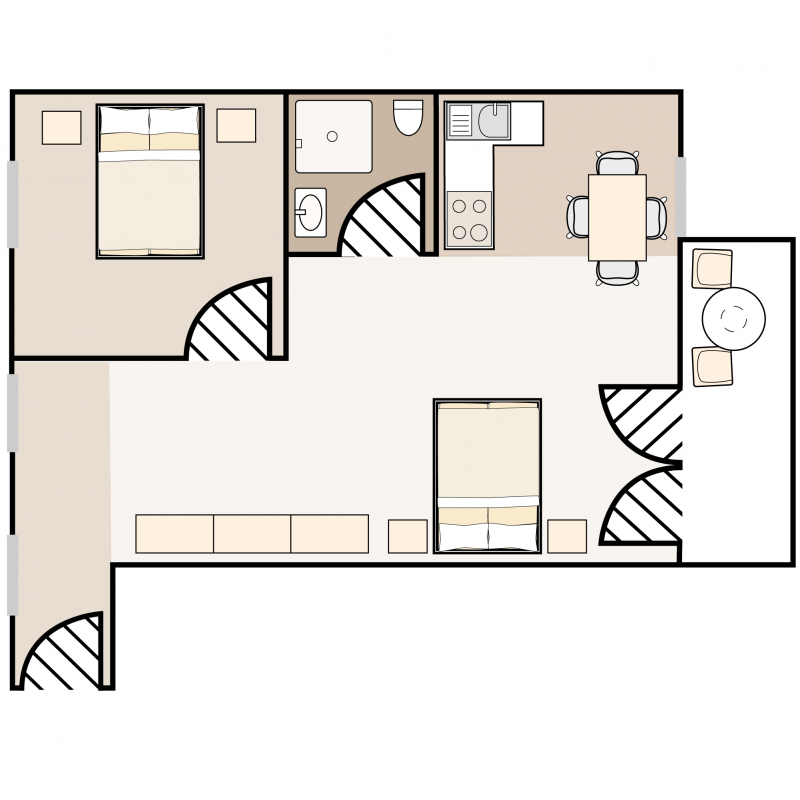 1-bedroom suite floor plan