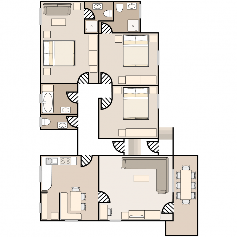 3-bedroom spacious suite floor plan